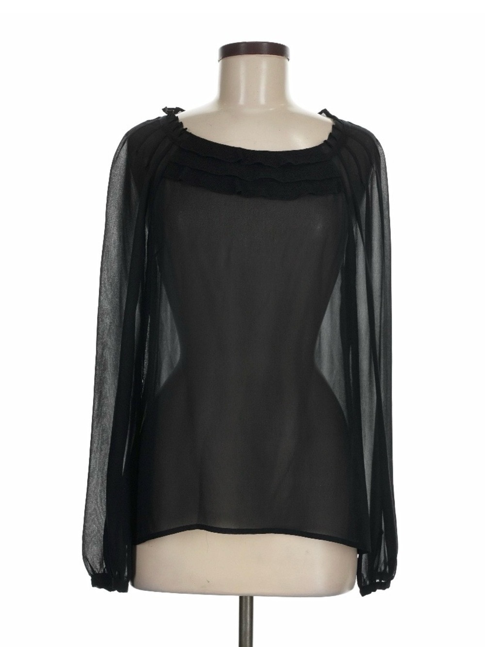 Ann Taylor Black Silk Long Sleeve Blouse Size M